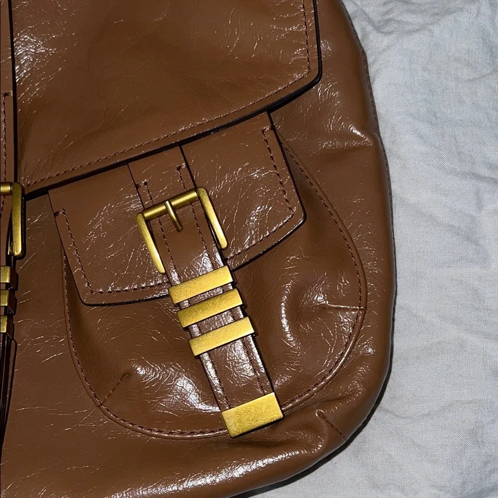 Michael Kors Darrington Large Crackle Brown Leather Crossbody